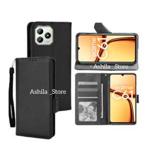 Case For Realme C61 Casing Dompet Flip Cover Leather Premium Bisa Standing Sarung Buku HP