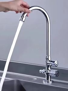 AU Kitchen sink faucet with dual water outlets one inlet and two outlets three-way valve dual control for cold water suitable for washing machines and dishwashers