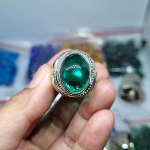 cincin batu green obsidian manmade