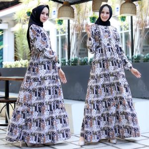 Fya Shope - Pakaian Baju Gamis Wanita Muslimah Model Maxi 3 Susun Rampel Mewah Long Dress Gamis Syari Fashionable Baju Gamis Elegant Modern Kekinian Baju Tunik Wanita Gamis Maxi Olivia / Best Seller / High Quality / Real Pict