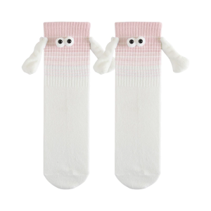 ถุงเท้าแม่เหล็กแบบตาโตถุงเท้ายาวปานกลางมีโครงถุงเท้าสีไล่ระดับสีของขวัญสำหรับคู่รักมิตรภาพที่สร้างสรรค์จับมือ