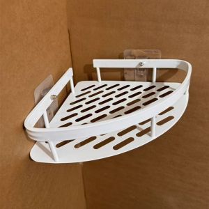 GUANY Free Punching Bathroom Storage Rack Triangular Waterproof Shower Corner Shelf Single Layer Paste Rack Bathroom Glass Shelf Bathroom