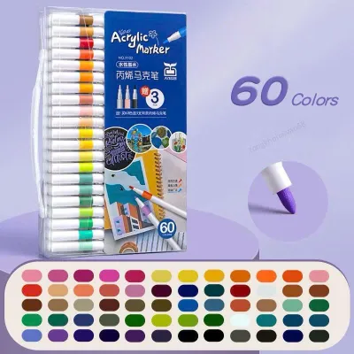 Hộp 60 Bút Màu Acrylic Marker Chống Nước Vẽ Trên Mọi Chất Liệu