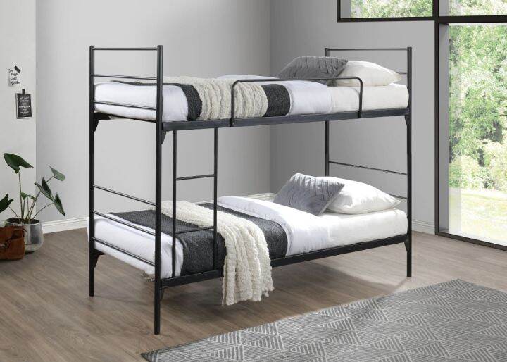 Metal Double Decker Single Bed Frame Katil Single Bunk Bed Add On Foam ...