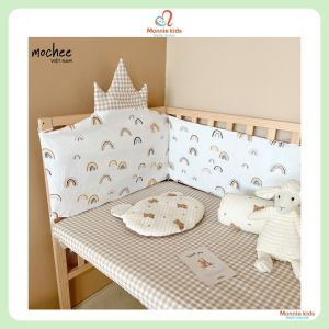 Ga cũi họa tiết muslin cho bé Mochee 62x114cm ga bọc nệm cũi cho trẻ sơ sinh - Monnie Kids