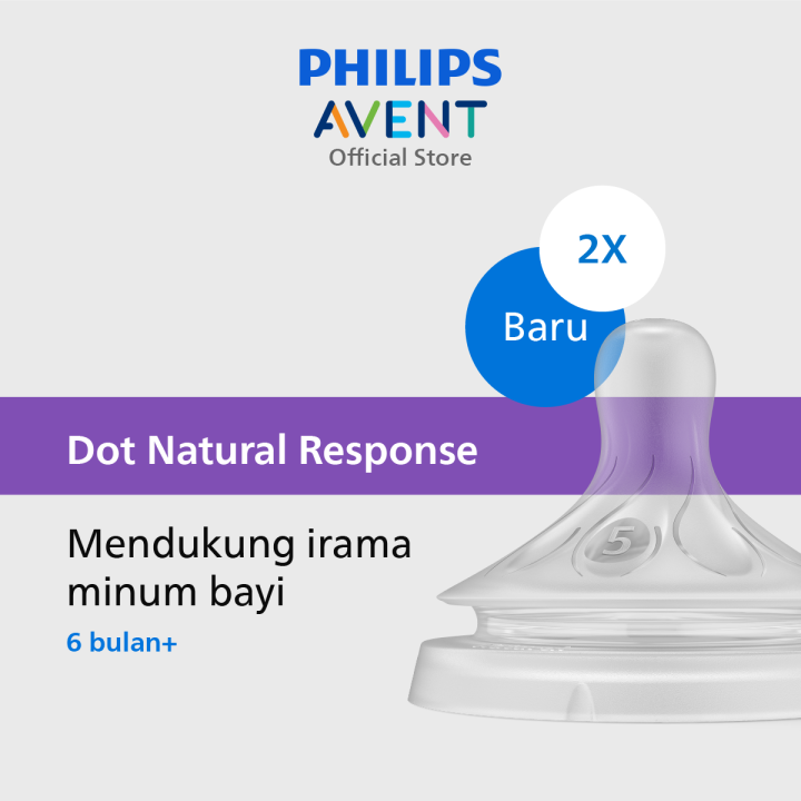 Philips Avent | Dot Bayi Botol Susu | Natural Response | Dot Seperti Payudara Ibu | 6M+ | SCY965/02