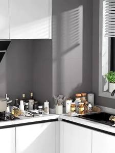 LZD  Kitchen Multi-Layer with Cabinet Door Punch-Free Dustproof Seasoning Rack Wall-Mounted Locker Wall Storage Shelf