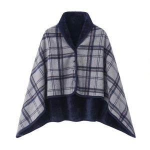 1 PC Ladies Plaid Button Wearable Shawl Soft Comfortable Warm Sleeping Blanket Leisure Style Office Home Travel Fluffy Cape