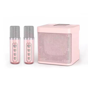 Mini Speaker Karaoke Model Premium Speaker Bluetooth 2 MIC Bluetooth 5.3 Karaoke Pesta dengan Efek 3D Surround dan Subwoofer