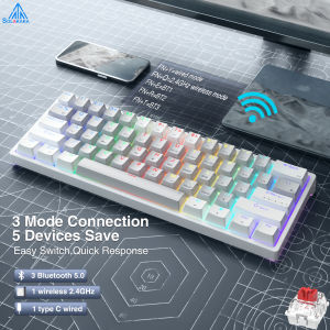 SOLAKAKA Hotswap Bluetooth Wireless Mechanical Keyboard and Wired 3 Modes 61 Keys Full Keys Anti-Ghosting Programmable And Colorful Backlight For PC Computer Laptop(SK961 )