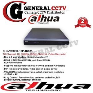 NVR 16 CHANNEL POE DAHUA NVR4216-16P-4KS2/L GARANSI RESMI 2 TAHUN