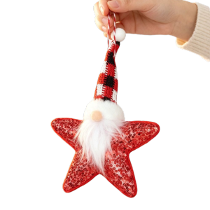 UNIITY Hình ngôi sao Đồ trang trí ông già Noel Vải đính sa Treo Đồ trang trí treo hình ông già Noel Đồ trang trí hình chú lùn sao Trang trí cây thông Noel