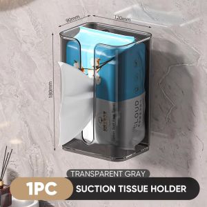 [SG Stock] Suction Cup Tissue Box Holder❤️No Drill Wall Mounted Tissue Holder/Paper Holder Wipes Box /Reusable movable