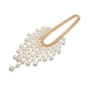 Kalung Mutiara Rumbai Panjang Collar Pearl Necklace Unik Kalung Pesta Wanita