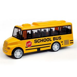 SIRENXI High Imitation Alloy Bus Model Bus Shape Vehicle Model Pull Back Car Birthday Gift Ornaments School Bus Model Kids Gift