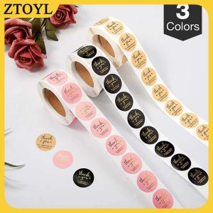 ZTOYL 500Pcs Cảm ơn bạn Vòng Sticker sổ lưu niệm thư thủ công dán con dấu Nhãn dán quà tặng đám cưới hoa trang trí