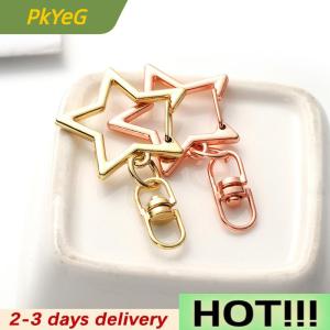 PkYeG 10pcs Star Pentagram Hollow Key Chain Key Ring DIY Accessories Lobster Clasp