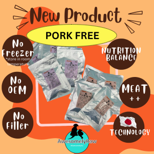 PORK FREE Easy No Freezing Cooked Dog Cat Food Meat Awesomely Raw Pet Food 300g