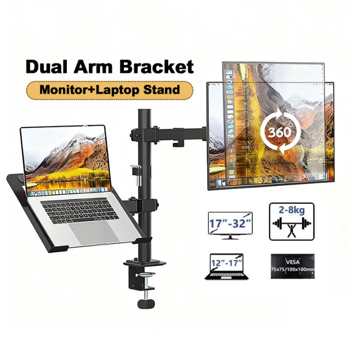 Laptop Mount Adjustable Monitor Arm Mount Dual Monitor Mount with C ...