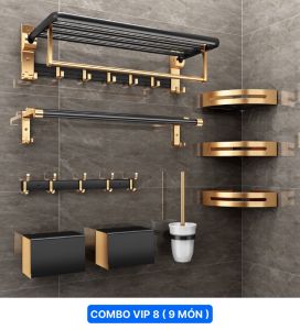 [ Dán Hoặc Khoan ] Kệ để đồ dùng gắn tường MEIDOO thiết kế màu vàng đen sang trọng cho phòng tắm - Giá Để khăn phòng tắm