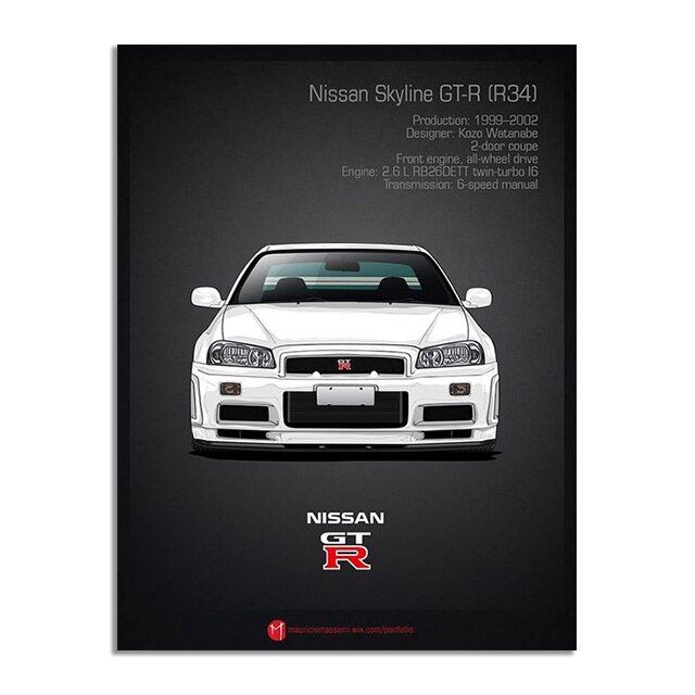 Nissan Skyline GTR R30-34 hiện đại nổi tiếng thế giới xe Tranh vải bố ...