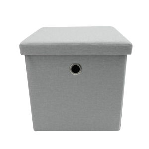 Foldable Poly Linen Footstool Storage Box Stool 38x38x38 Rectangular Storage Stool Sofa Folding Storage Chair