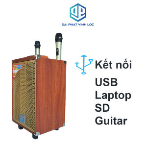 Loa Kéo Mini Jagumax KS252 2.5 Tấc Karaoke Đọc Được Usb Thẻ Nhớ guitar Công Suất 30w Tay Kéo Vân Gỗ Tặng 2 Mic Bluetooth Tiện Dụng