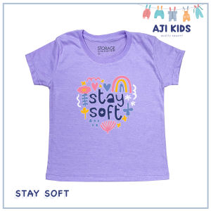 AJI Manila Girls Pastel Colored Graphic Tee with "Stay Soft" Print