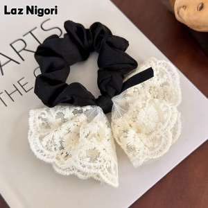 Laz nigori Dễ Thương NƠ REN Scrunchie cột tóc Cho Phụ Nữ Thanh Lịch phong cách Hàn Quốc buộc tóc co giãn Với Tinh Tế Thiết Kế Hoa