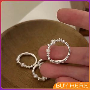 BUY HERE แหวนแฟชั่น โลหะผสม สีเงิน ประดับไข่มุกเทียม fashion ring