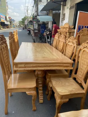 BỘ BÀN ĂN 6 GHẾ GỖ GÕ ĐỎ ( FREESHIP 80 KM )