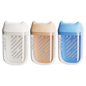 Plastic Soap Holder Box with Cats Ear Lid and Water Drain Hole Designs For Home and Bathroom Practical Travel Soap Case