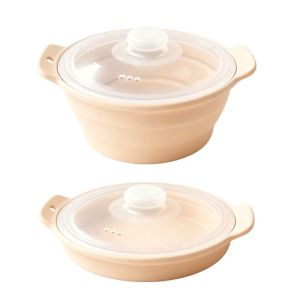 SJJL MALL Food Grade Silicone Collapsible Steaming Pot Heat-resistant Foldable Silicone Steamer Cooking Container 1.25L Large Microwave Steamer Bowl Household Use