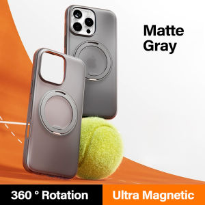 360 ° Free Rotating Alloy Ring Stand Phone Case For iPhone 16 15 14 Pro Max Fit For MagSafe Non-Slip Bumper Matte Back Cover For iPhone 16 Pro Max Plus Translucent Slim Military Shockproof Protection Casing
