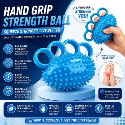 🏅Hand Grip Strength Ball Spiky Massage Ball Muscles Hand Finger Strengthener Exercise Relax Stress Relief Squishy