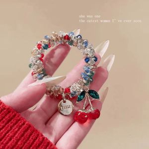 DAYUANDIAN สร้อยข้อมือเชือกผมอุปกรณ์เสริมคู่วัตถุประสงค์ ผมเชอร์รี่เงา scrunchie สไตล์เกาหลีอารมณ์ห่วงผม