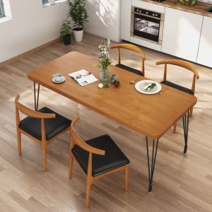 Wrought Iron Household Small Apartment Solid Wood Dining Table Chair Combination