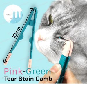 fourlittlepaws SG Min 2 Comb for Cat & Dog Grooming Brush Eye Stain Dirt Fluffy Floating Loose Fur Double Sided Bristle