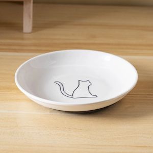 Ceramic Cat Plates With Silicone Anti Slip PadCat Snack Bowl Cute Kitten Food BowlKitten Water BowlSupplies2026