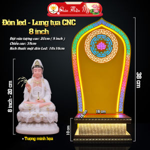 Đôn Gỗ Lưng Tựa Có LED Nhiều Màu Cao Cấp CHÂN THIỆN MỸ Đôn Kê Tượng Phật Trang Trí Bàn Thờ
