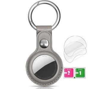 For Airtags Case Luxury R Leather Keychain For Anti-lost Anti-rubbing Tracker Locator Device Accessories