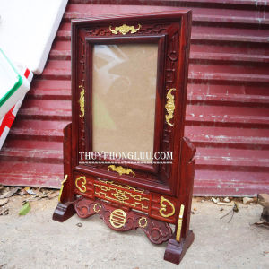 Khung ảnh bàn thờ gia tiên kép dơi nền gỗ hương cỡ ảnh 21×3125×35