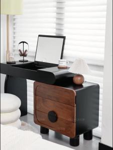 R dressing table bucket cabinet integrated small bedroom walnut wood grain flip makeup table extendable corner table