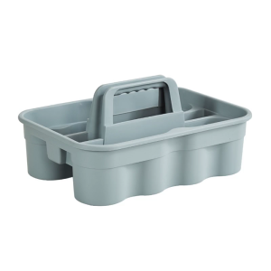 Sturdy Plastic Storage Bin Ergonomic Handle and Divideds Compartments for Garage Tool Organization