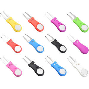 Emiif Golf Divot Repair เครื่องมือ Ball Marker Pitch Mark Fork Golf Pitchfork 1ชิ้น Golf Training Gear