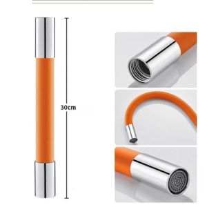 LIVING HOME keran air flexible 360 selang fleksibel silikon rpanjangan Keran Pipa Oranye Antarmuka Universal Pipa Rotasi Berubah-ubah 360 Derajat Ekstensi Air Aksesori Keran Tabung Silikon Selang Fleksibel