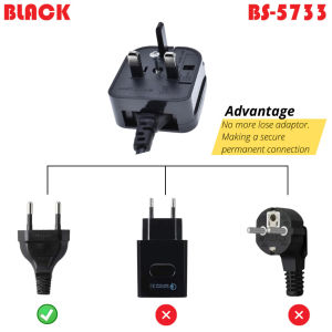 2 Pin To 3 Pin Plug Converter [5A Fuse Included] EURO TO MALAYSIA Home Appliances Short Circuit Safety Protection TOLUS
