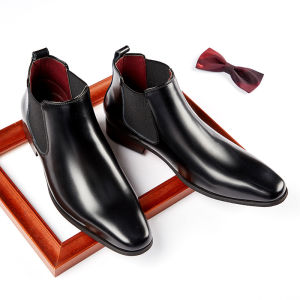 SUPERLI รองเท้าบูทเชลซีอังกฤษรองเท้าบูทหนังทรงยาวหัวเหลี่ยมสำหรับใส่ทำงานแบบทางการหรูหราไซส์ฤดูใบไม้ผลิ38-45