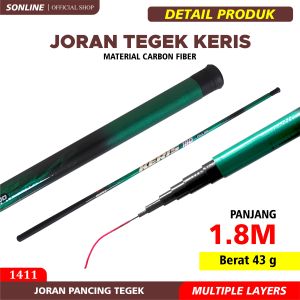 SONLINE - Joran Pancing Tegek Keris 1.80m - 4.50m Super Ringan Portabel Teleskopik Pancing