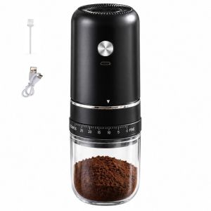QUA USB Rechargeable Portable Coffee Grinder Cordless Ceramic Burr Mini Coffee Grinder Electric Coffee Grinder Induction Self Stop Coffee Bean Grinder Espresso